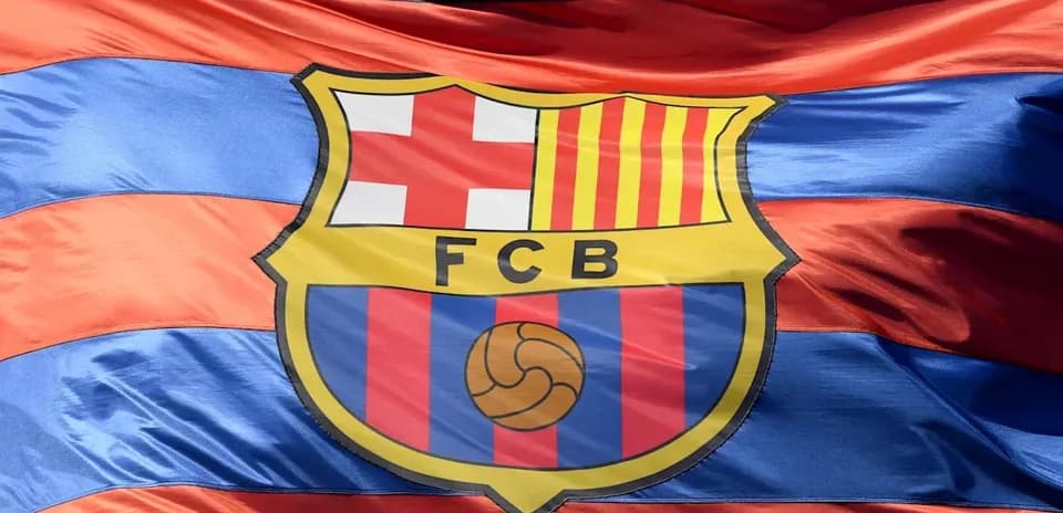FC Barcelona flag with club logo and colors
