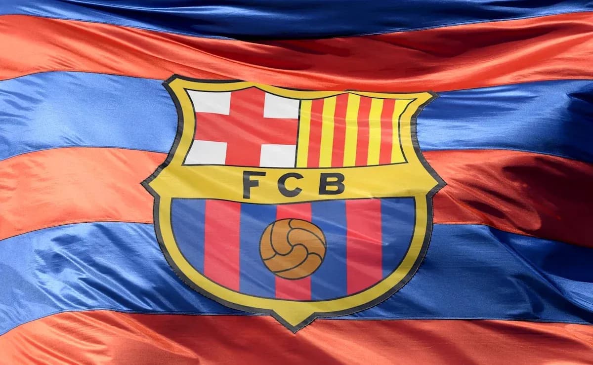 FC Barcelona flag with club logo and colors