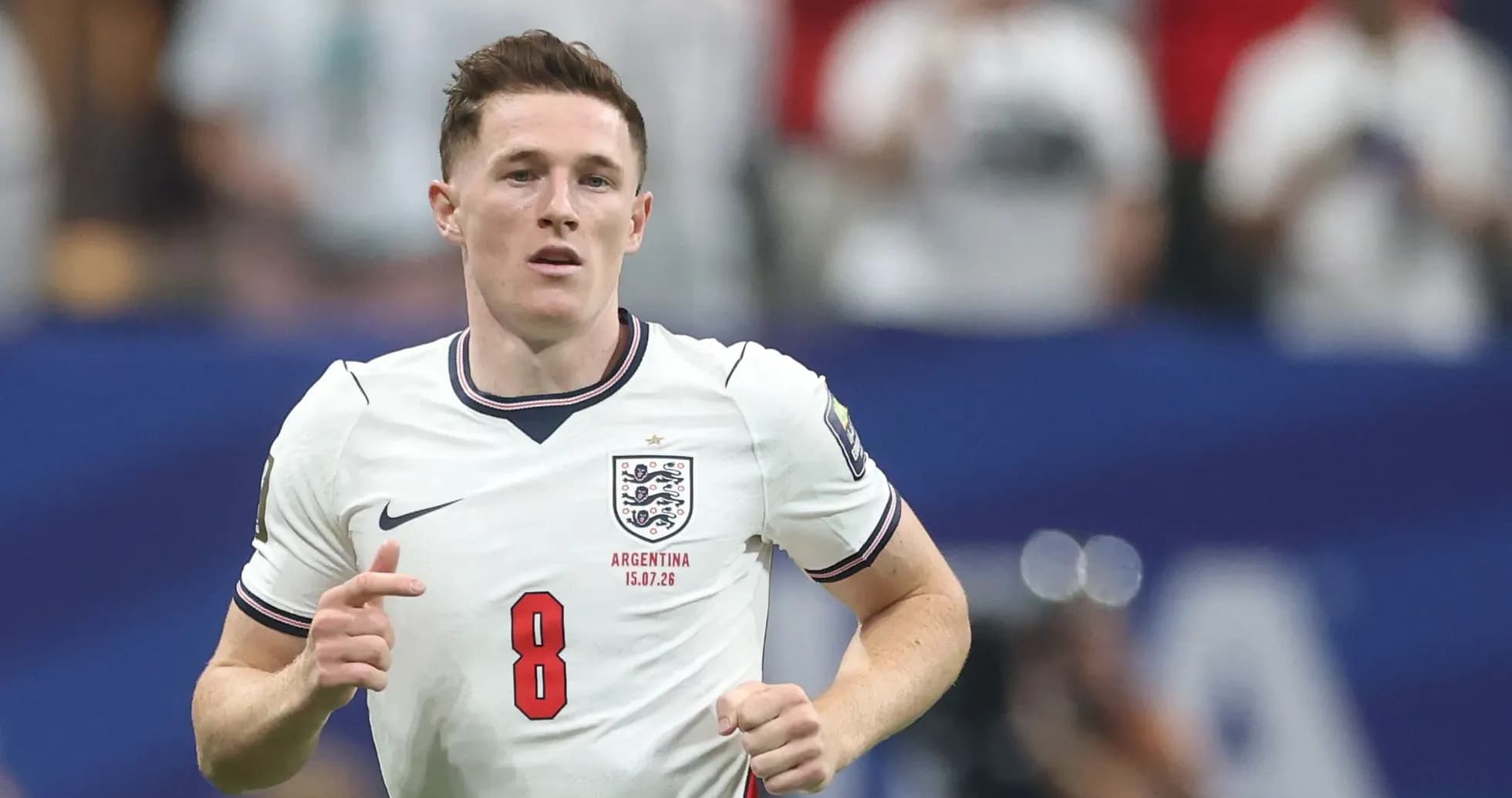 England player running during match against Argentina