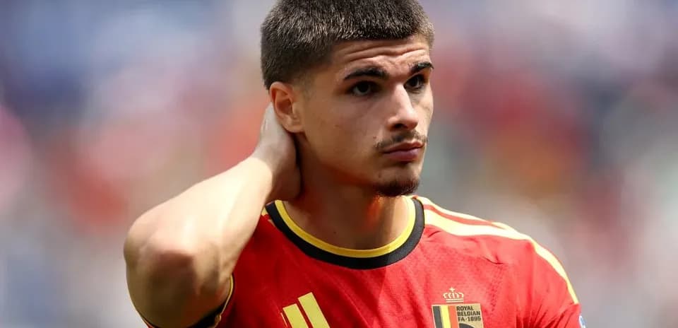 Player in Belgium national team jersey during match