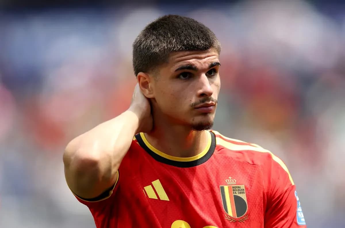 Player in Belgium national team jersey during match