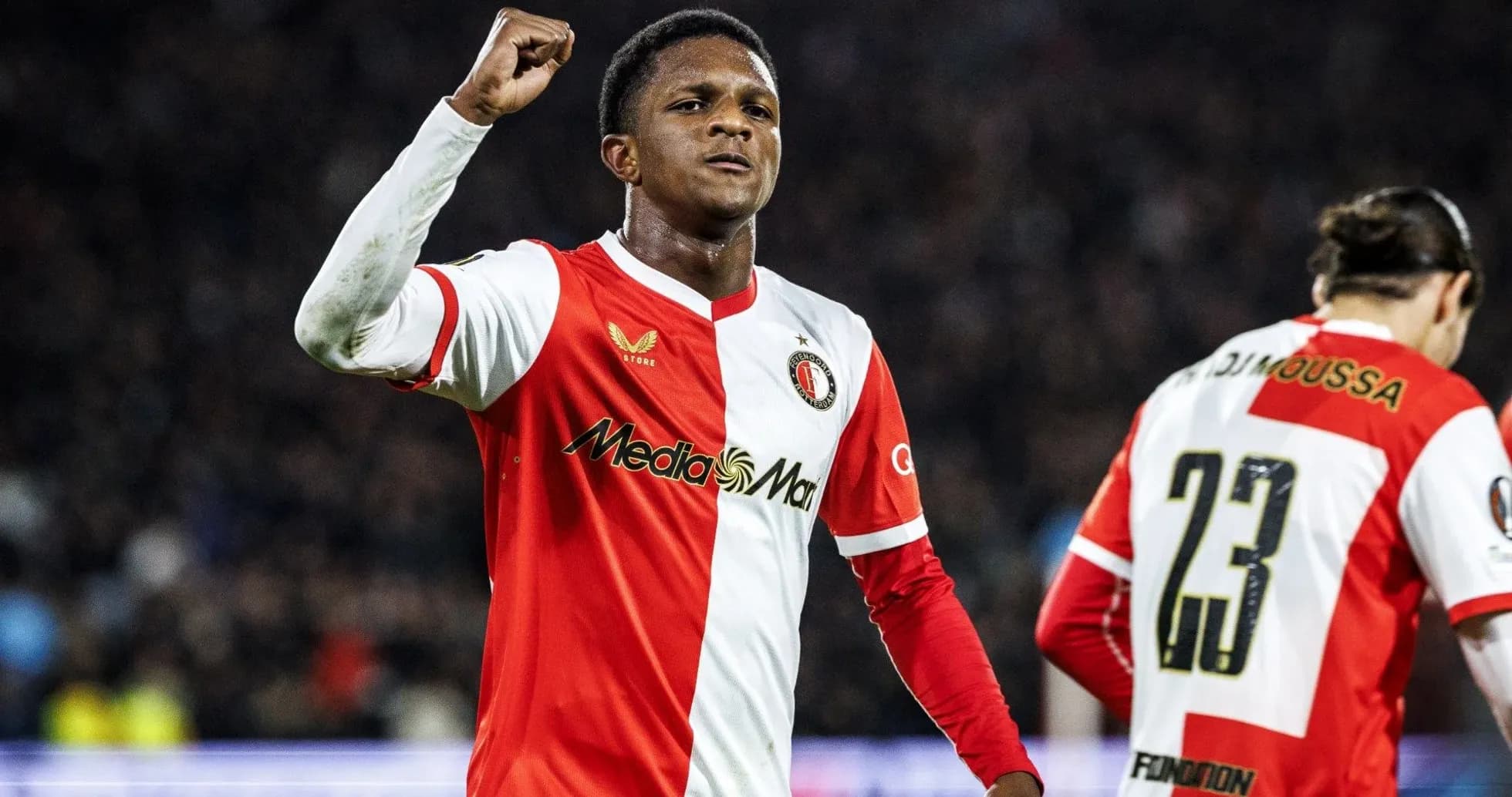 Feyenoord player celebrating a goal during match