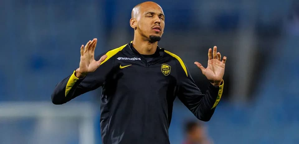 Player practicing with hands raised during training