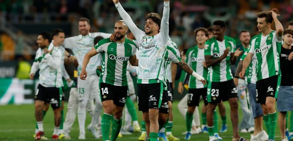 Real Betis players celebrating after the match