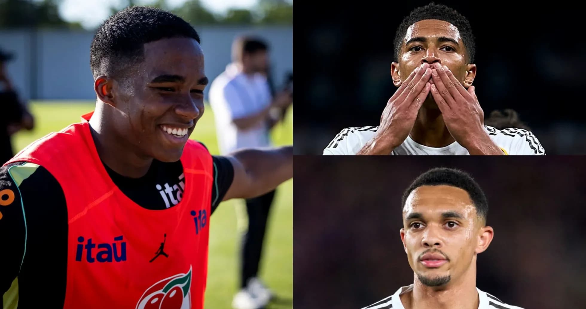 Three football players during training and match moments
