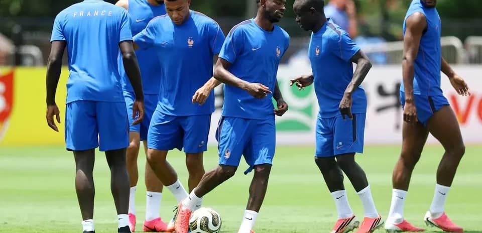 France players training for World Cup match