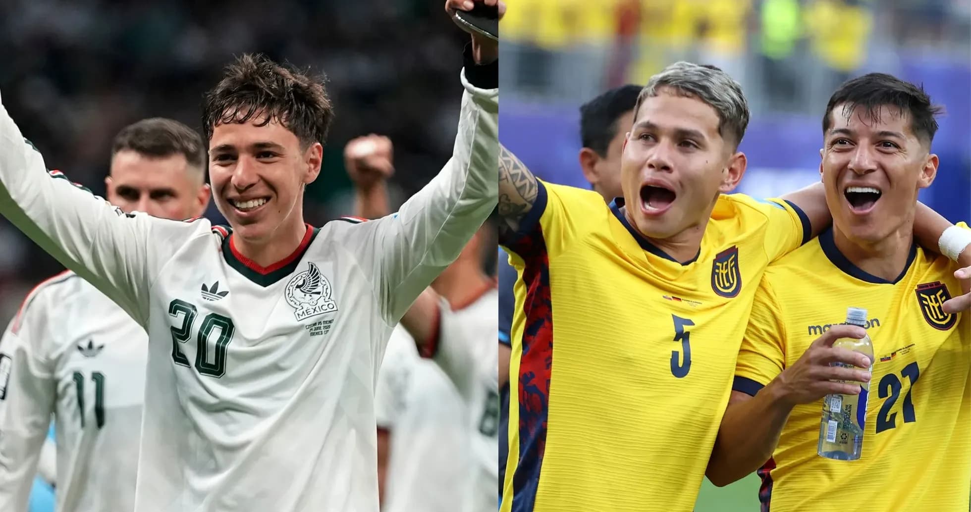 Players celebrating after the match between Mexico and Ecuador