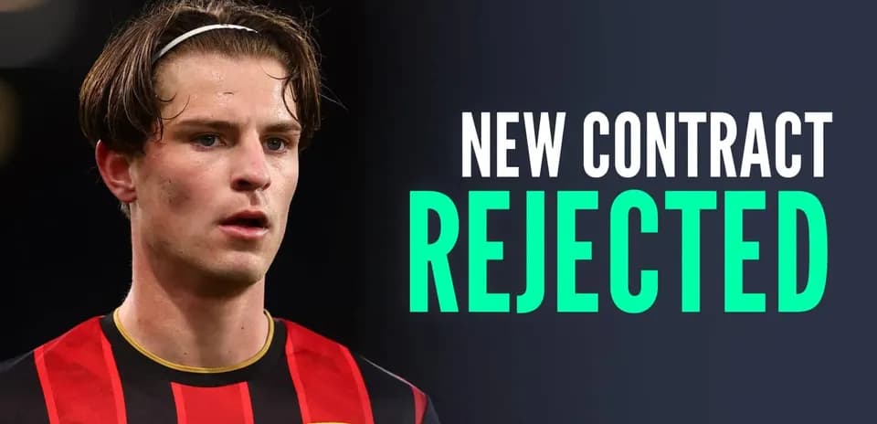 Player in Bournemouth kit with contract news headline