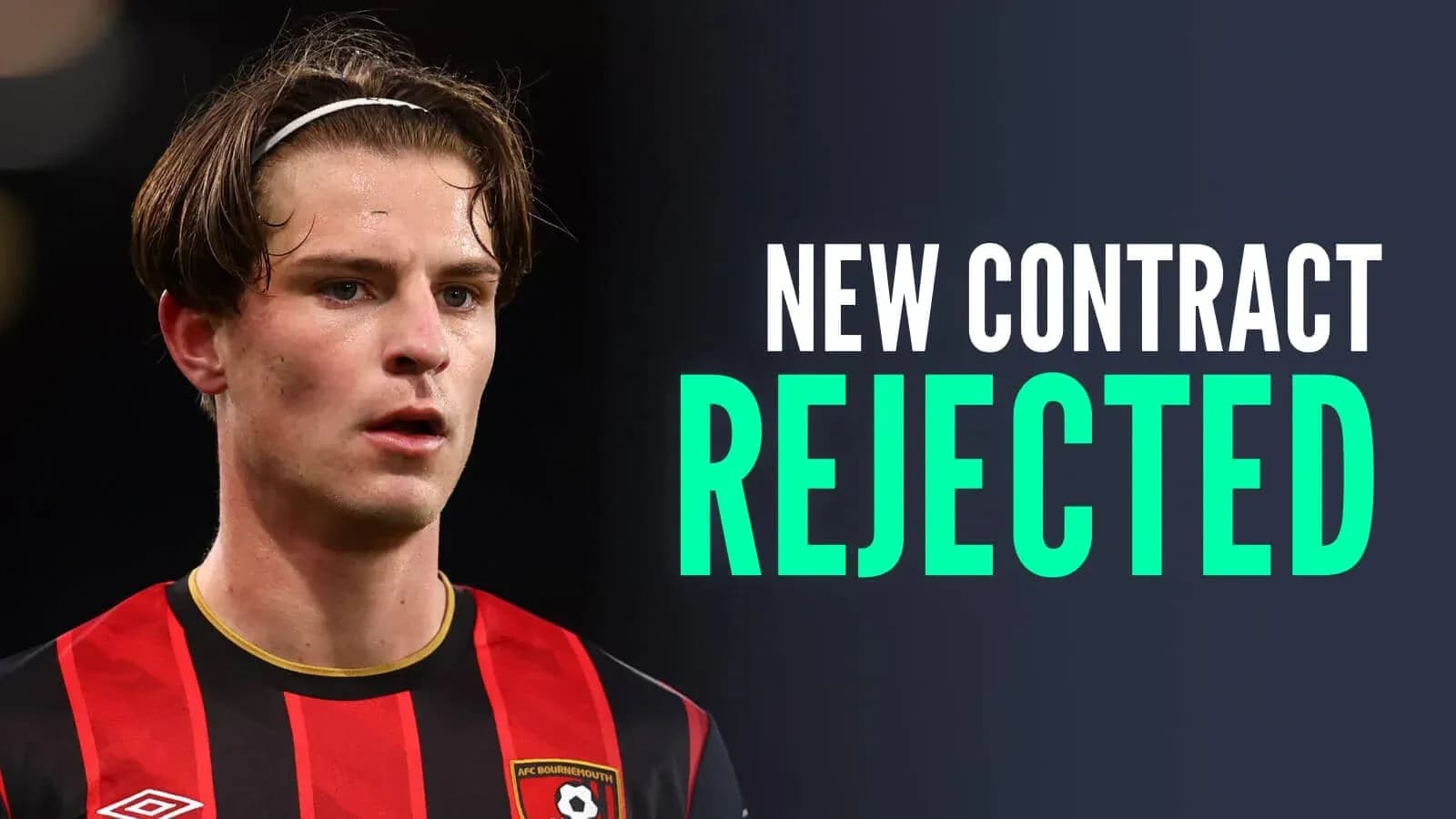 Player in Bournemouth kit with contract news headline