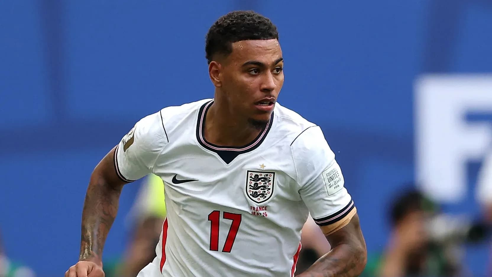 Player running during a football match for England