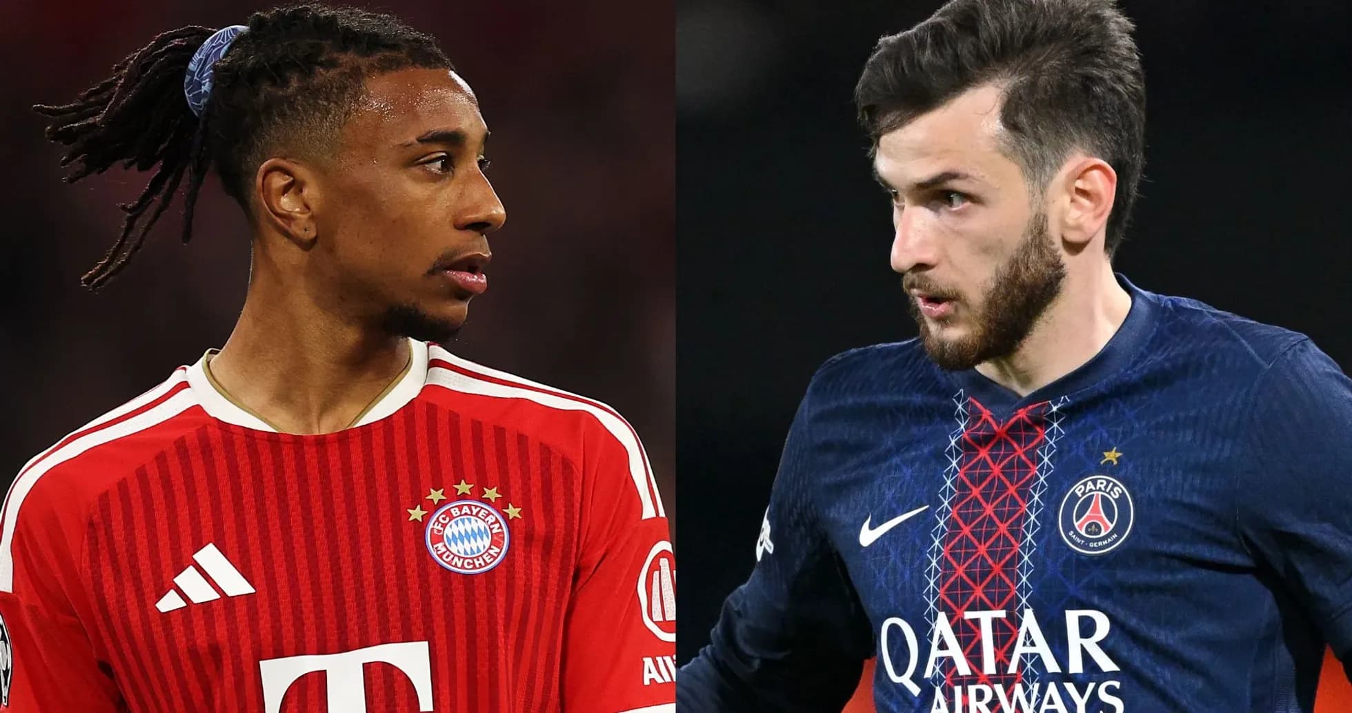 Bayern Munich and PSG players facing each other