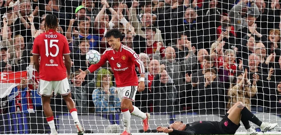 Manchester United player celebrating a goal in match