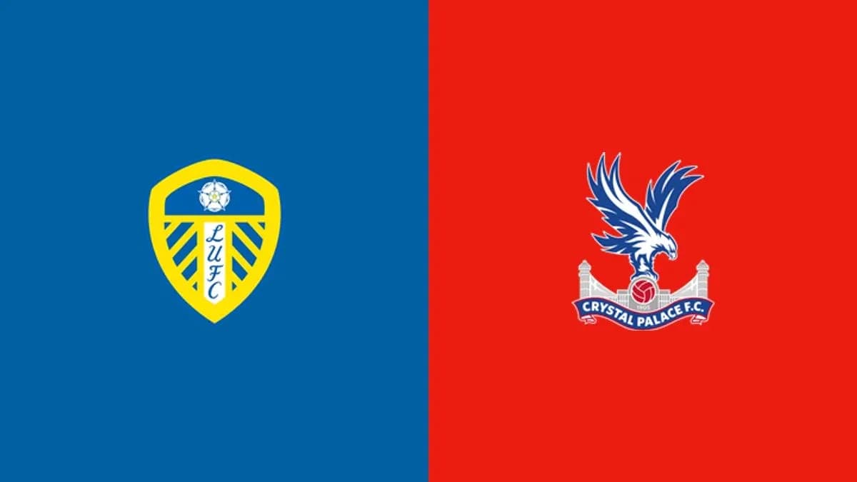 Logos of Leeds United and Crystal Palace on backgrounds
