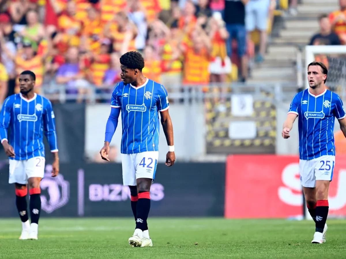 Rangers players walking during UEFA Europa League match