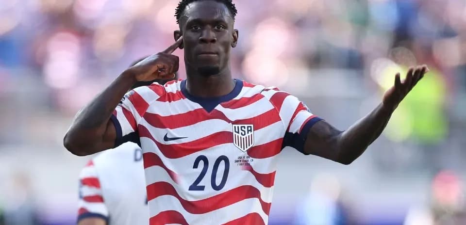 Player celebrating during USA soccer match