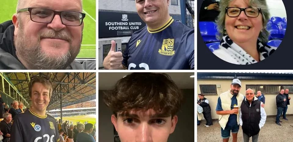 Collage of Southend United fans at matches