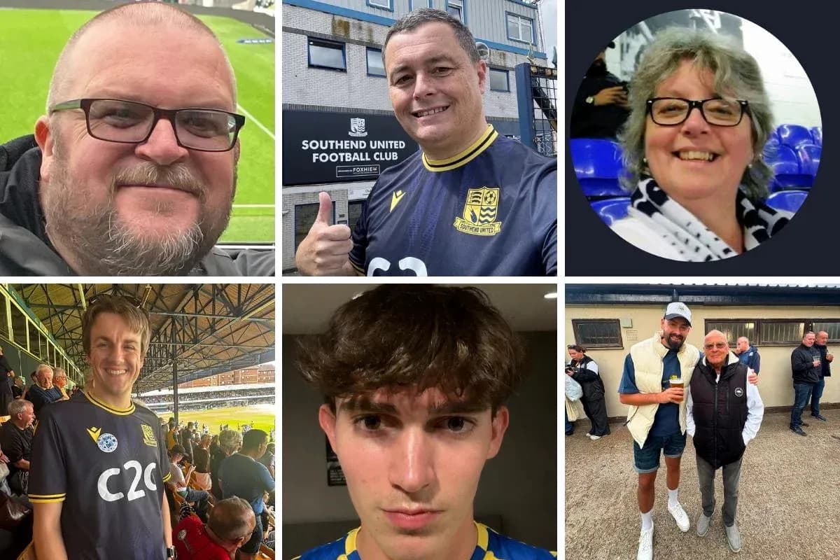 Collage of Southend United fans at matches