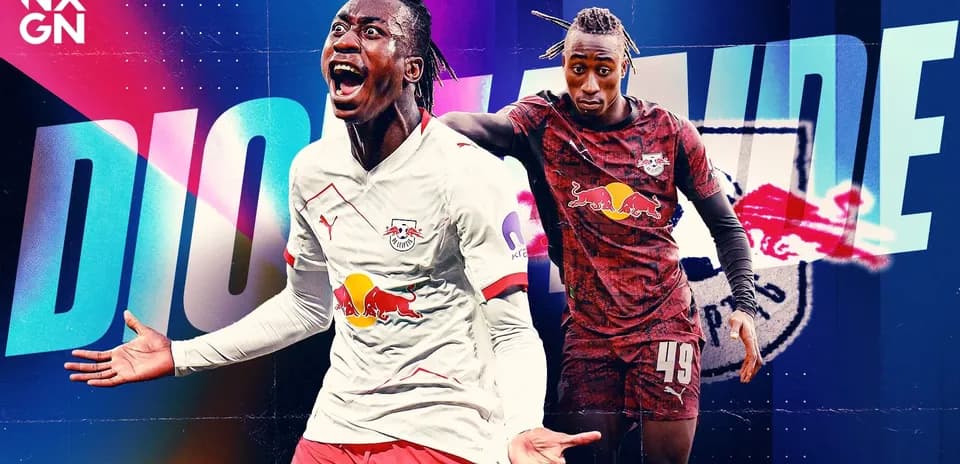 Player celebrating goal with Red Bull Leipzig kit