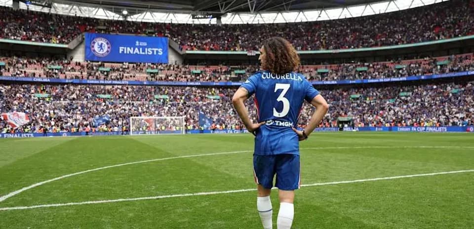 Cucurella on pitch at Wembley during FA Cup final