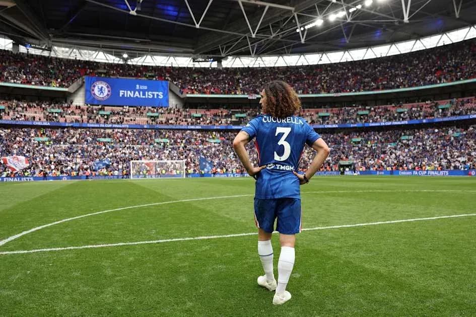 Cucurella on pitch at Wembley during FA Cup final