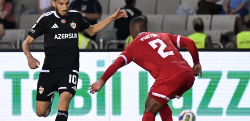 Players from CSKA Sofia and Qarabag in action