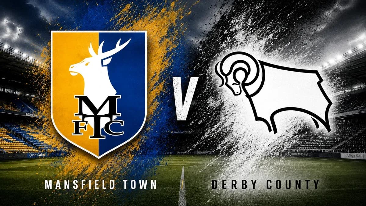Mansfield Town versus Derby County match graphic