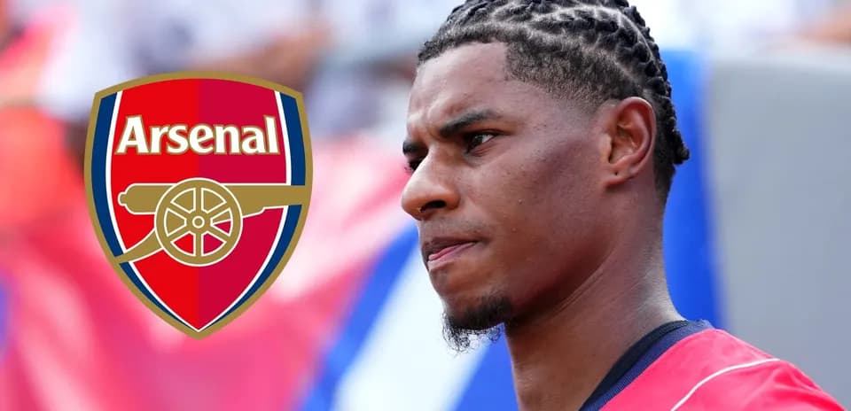 Player in Arsenal kit with logo overlay