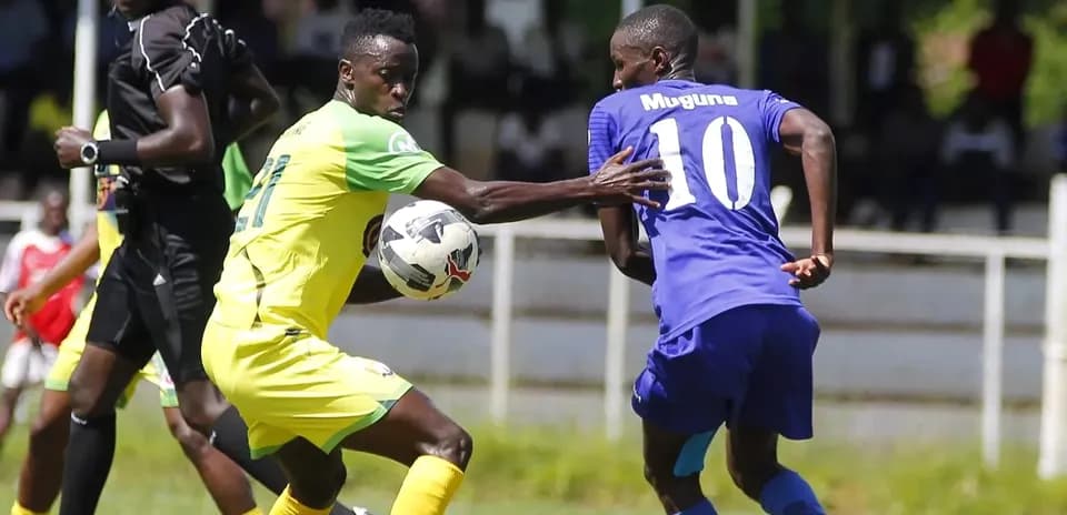 Player competing for the ball in FKF Premier League