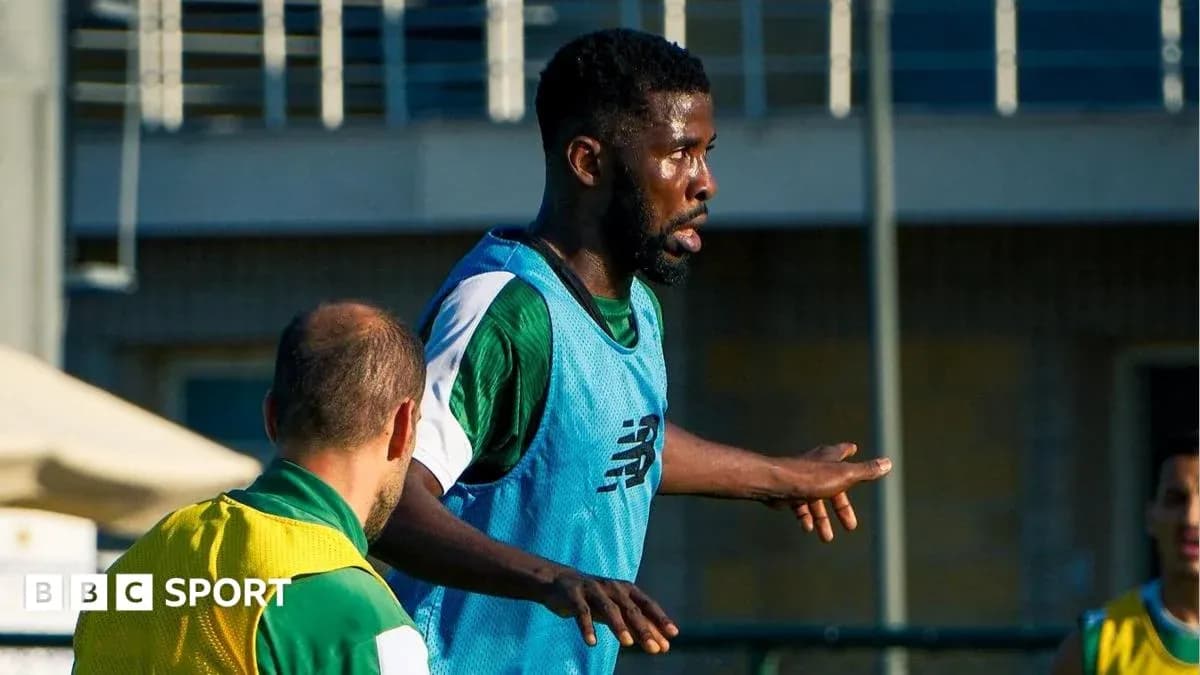 Player in training session interacting with teammates