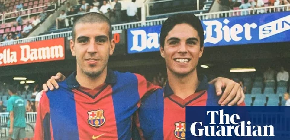 Two young football players in FC Barcelona jerseys