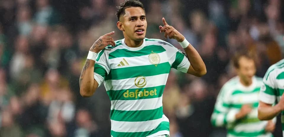 Player celebrating goal wearing Celtic FC jersey
