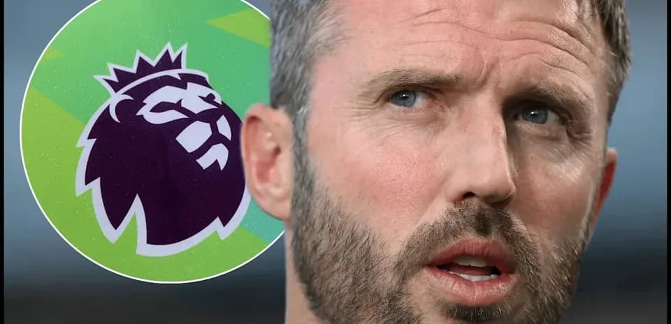 Close-up of a man with a beard and Premier League logo
