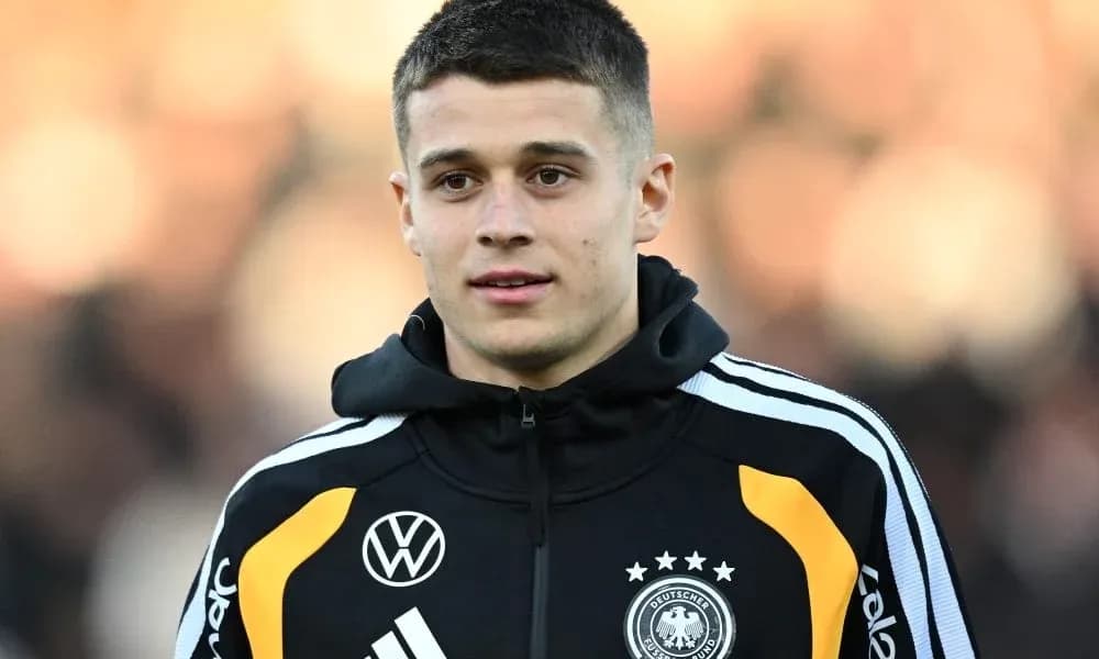Player wearing Germany training kit before match