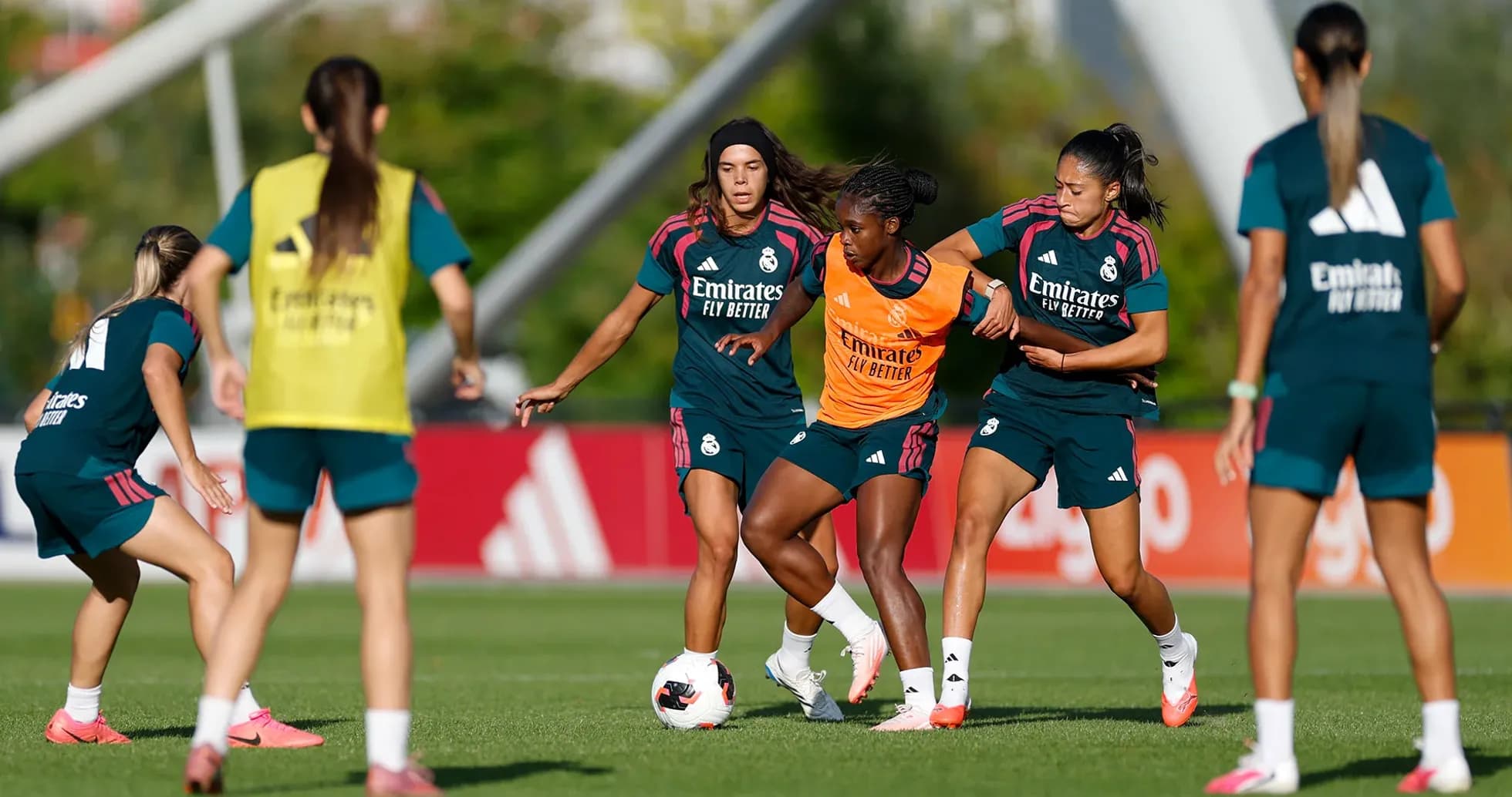 Real Madrid women training session on the field
