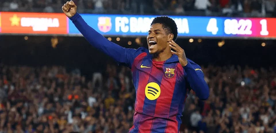 Barcelona player celebrating a goal at Camp Nou