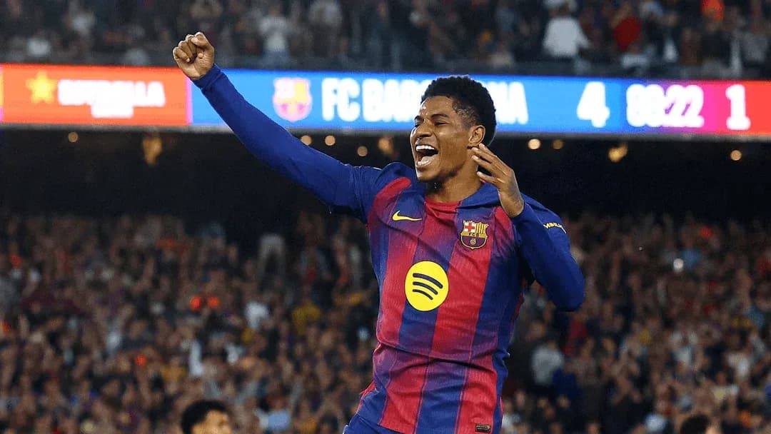 Barcelona player celebrating a goal at Camp Nou