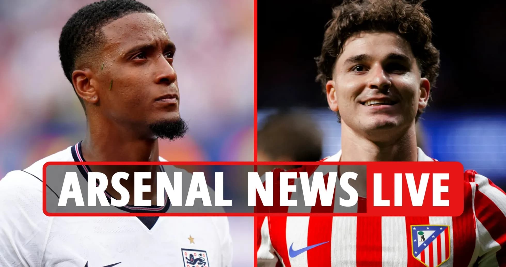 Two football players featured in Arsenal news graphic
