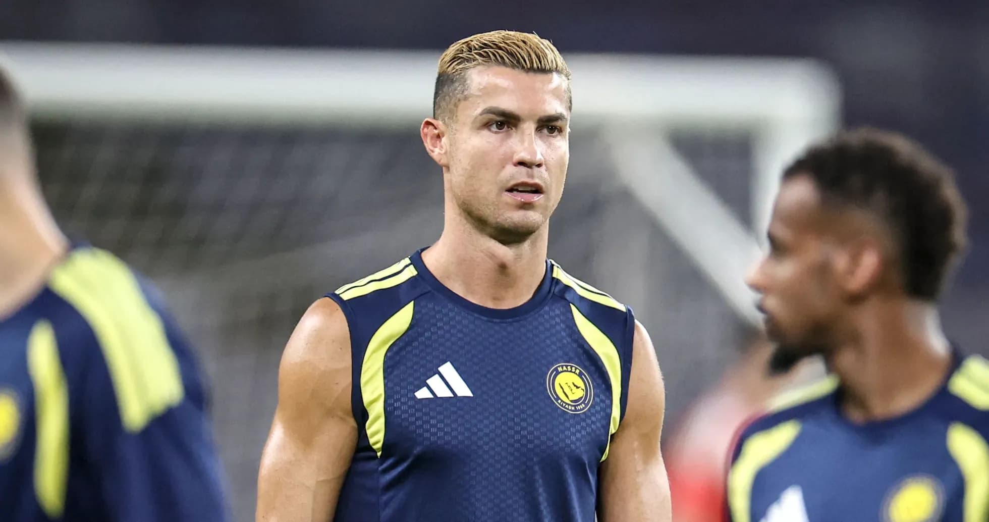 Cristiano Ronaldo training with teammates before match