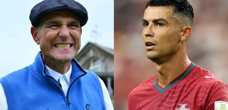Two athletes: golfer smiling and footballer focused