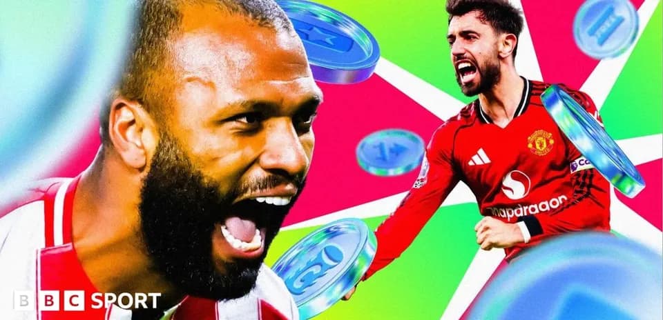 Players celebrating during a vibrant sports graphic