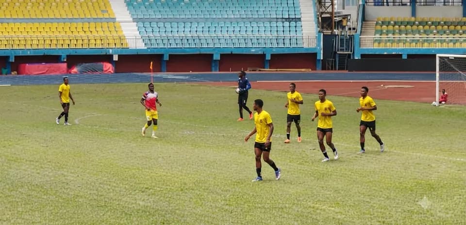 Players training on the field for NPFL match