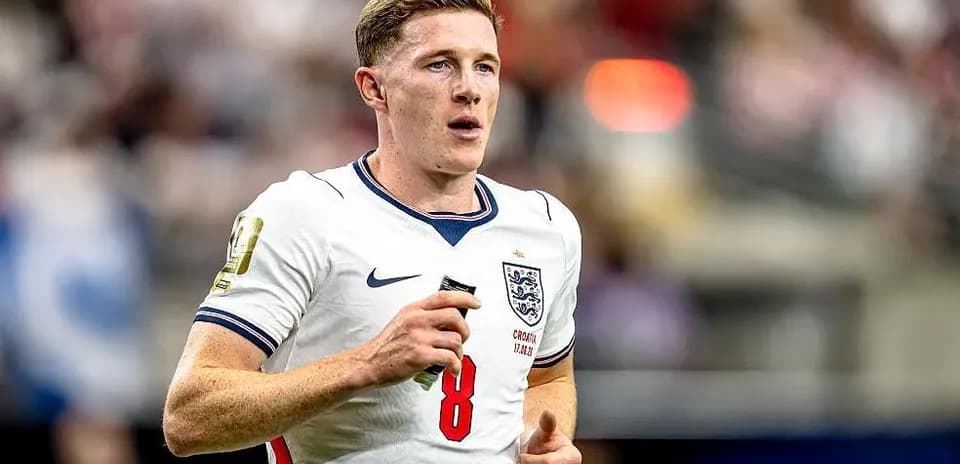 Player wearing England jersey during match action