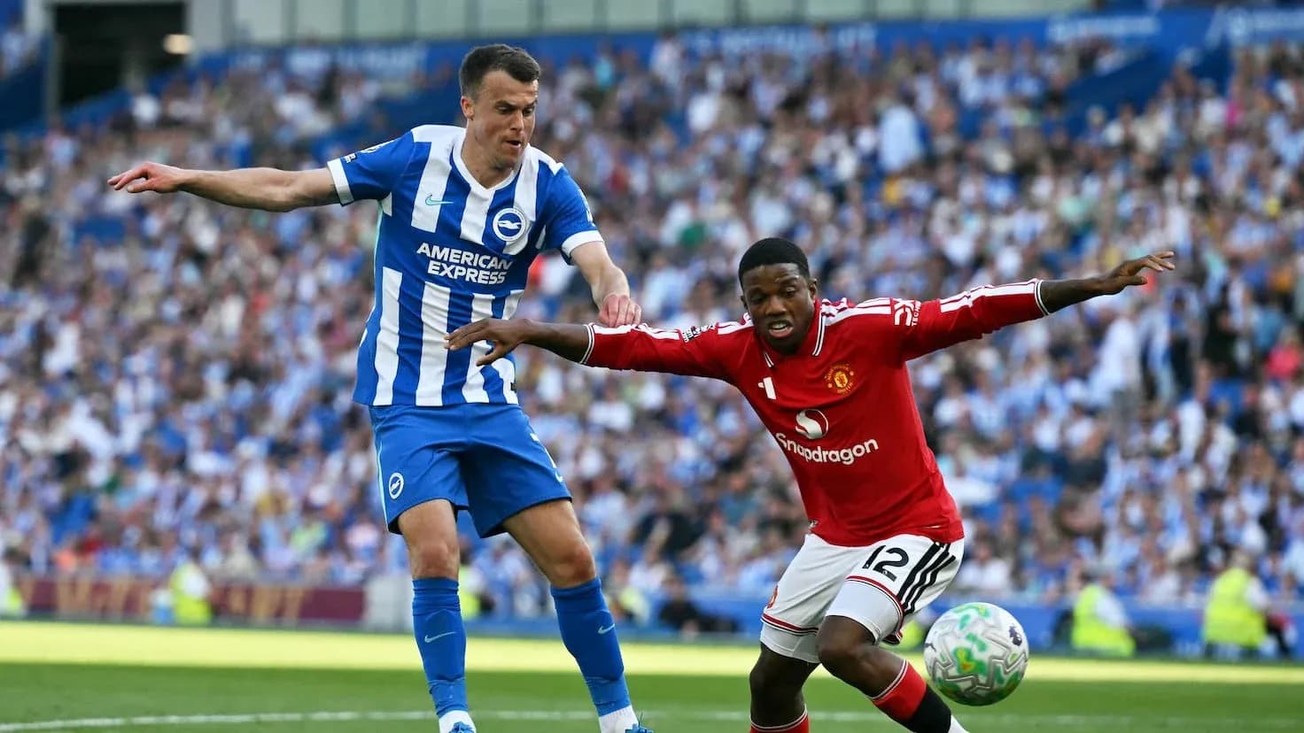 Brighton and Manchester United players in action