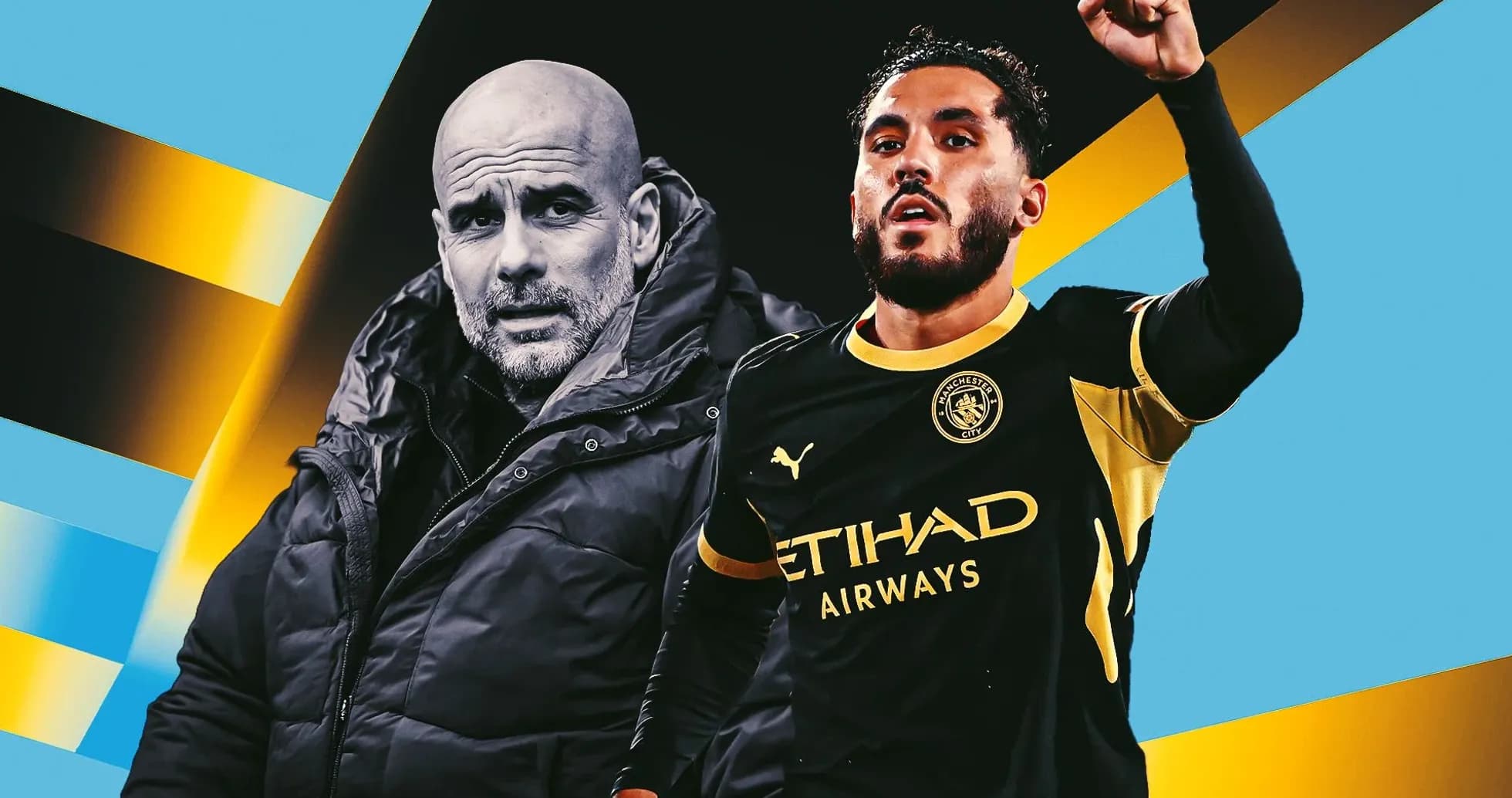 Pep Guardiola and Manchester City player celebrating