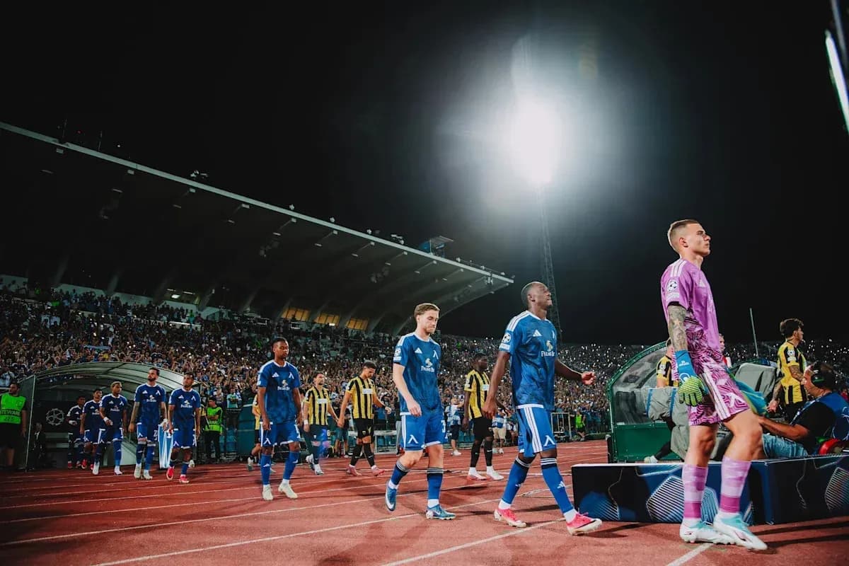 Levski Sofia players entering the pitch