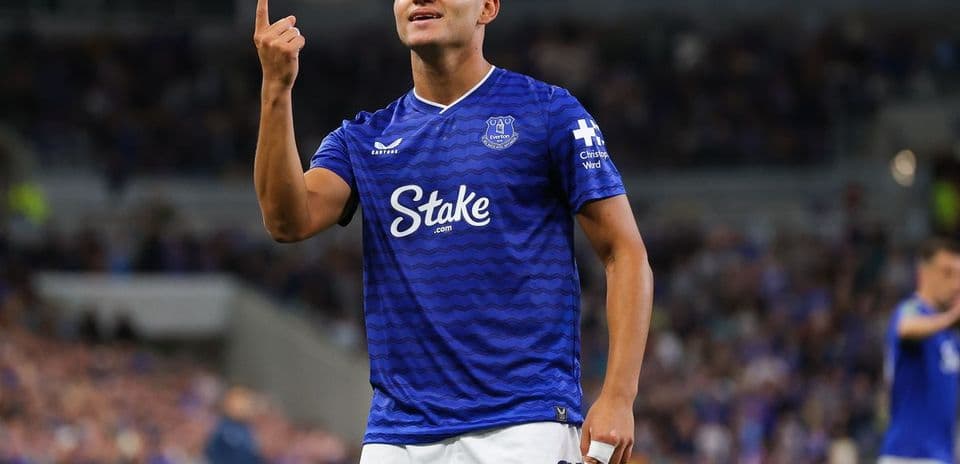 Everton player celebrating during match