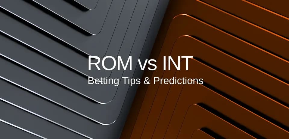 Graphic featuring ROM vs INT betting tips and predictions