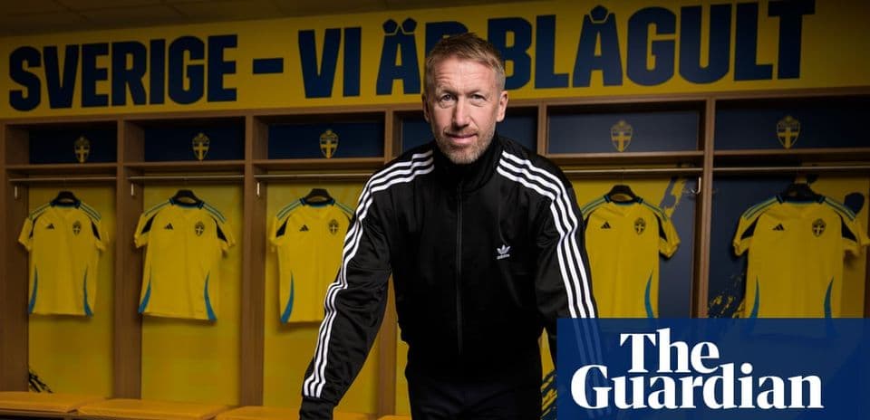 Coach in locker room with Swedish jerseys displayed