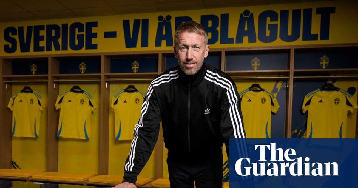 Coach in locker room with Swedish jerseys displayed