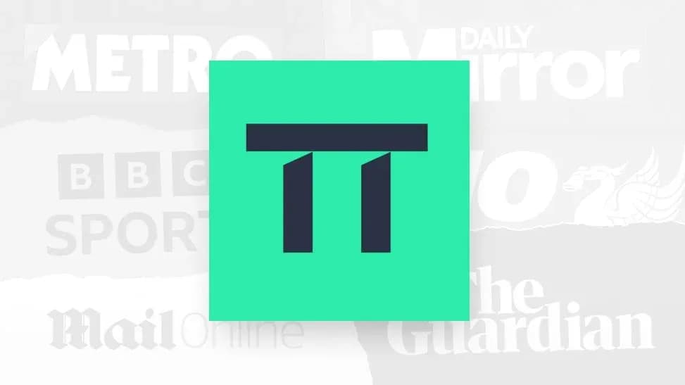 Logo of a sports news platform on colored background